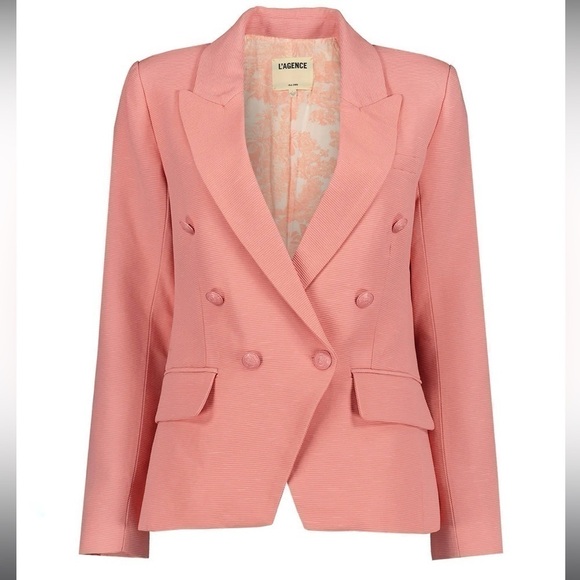 L'AGENCE Pink Kenzie Double Breasted Blazer size XS Pink buttoned BlazerNWT
